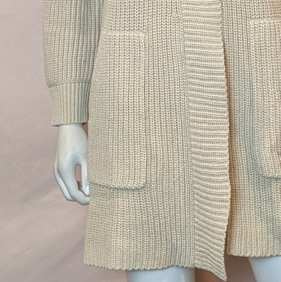 Wrap London Open Front Warm Ecru Knitted Cardigan Sweater with Pockets size 4 - Picture 3 of 8